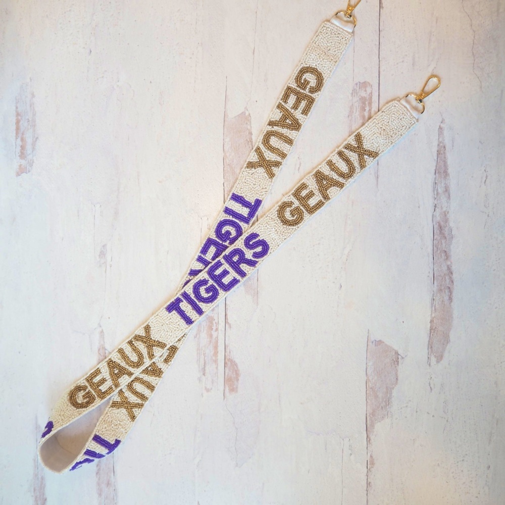 Collegiate Game Day Geaux Tigers LSU Beaded Purse Strap